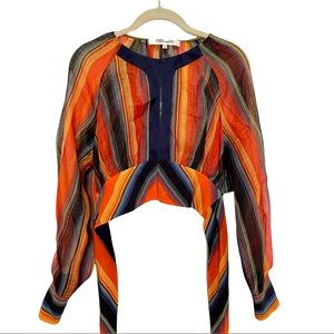 Diane Von Furstenberg Sheer Silk Wrap Cropped Top Sz 6